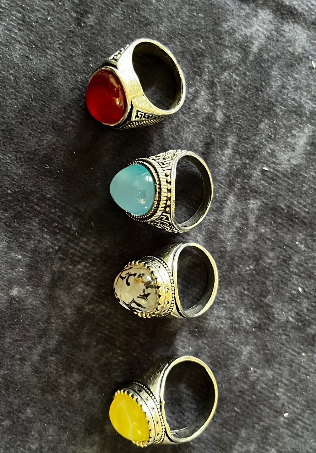 Set of 4 Men's Gemstone Rings - photo 2