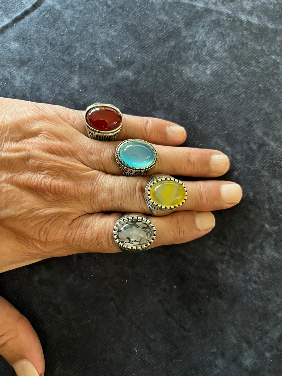 Set of 4 Men's Gemstone Rings - photo 3