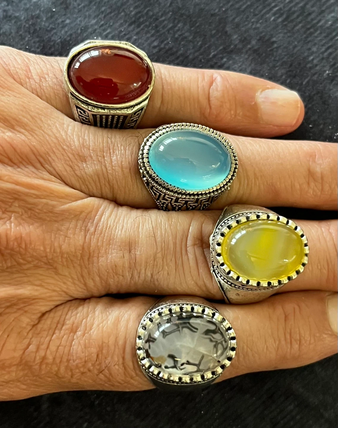 Set of 4 Men's Gemstone Rings