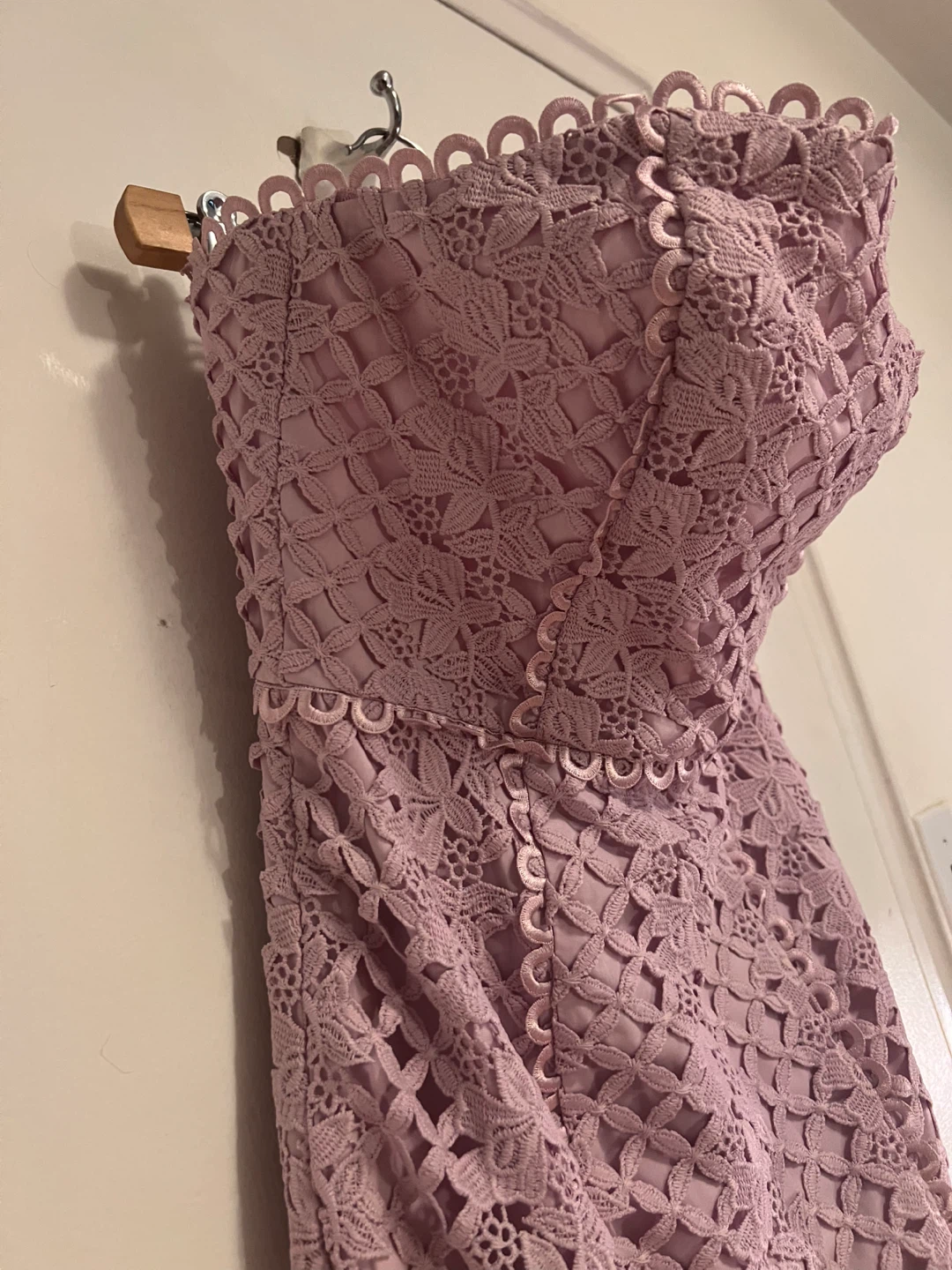 Keepsake Pastel Purple Lace Strapless Dress Size XS