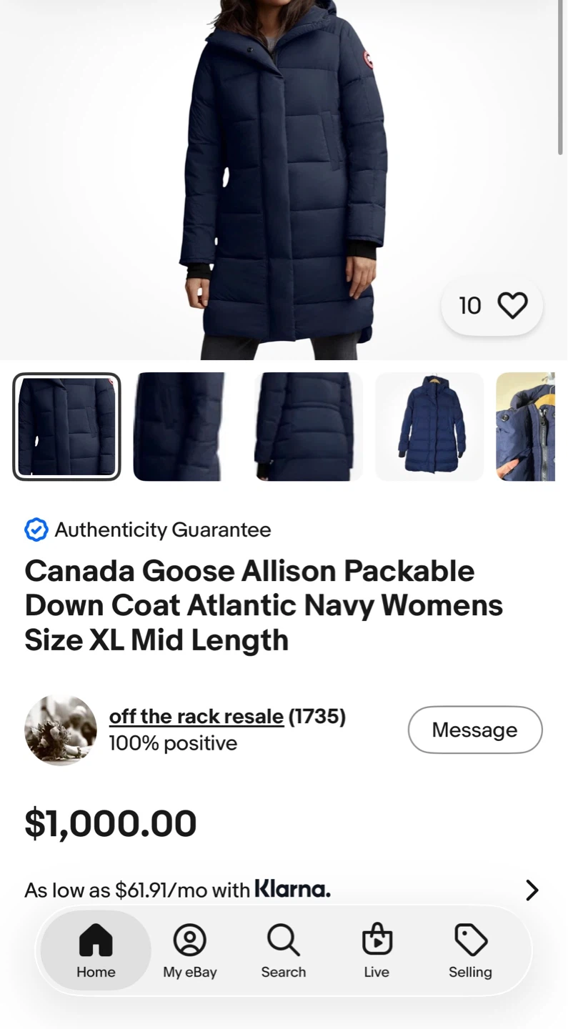 Canada Goose Allison Packable Down Coat Atlantic Navy XS