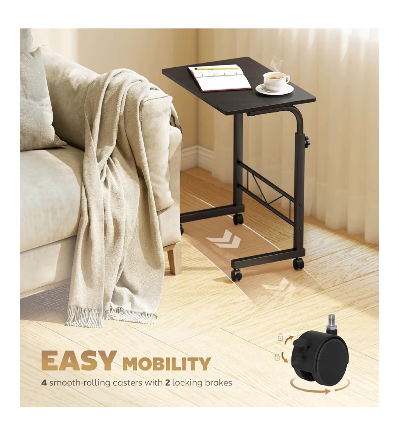 Adjustable Height Rolling Side Table - photo 2