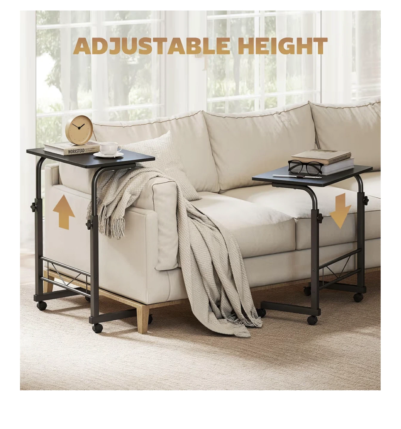 Adjustable Height Rolling Side Table - photo 3