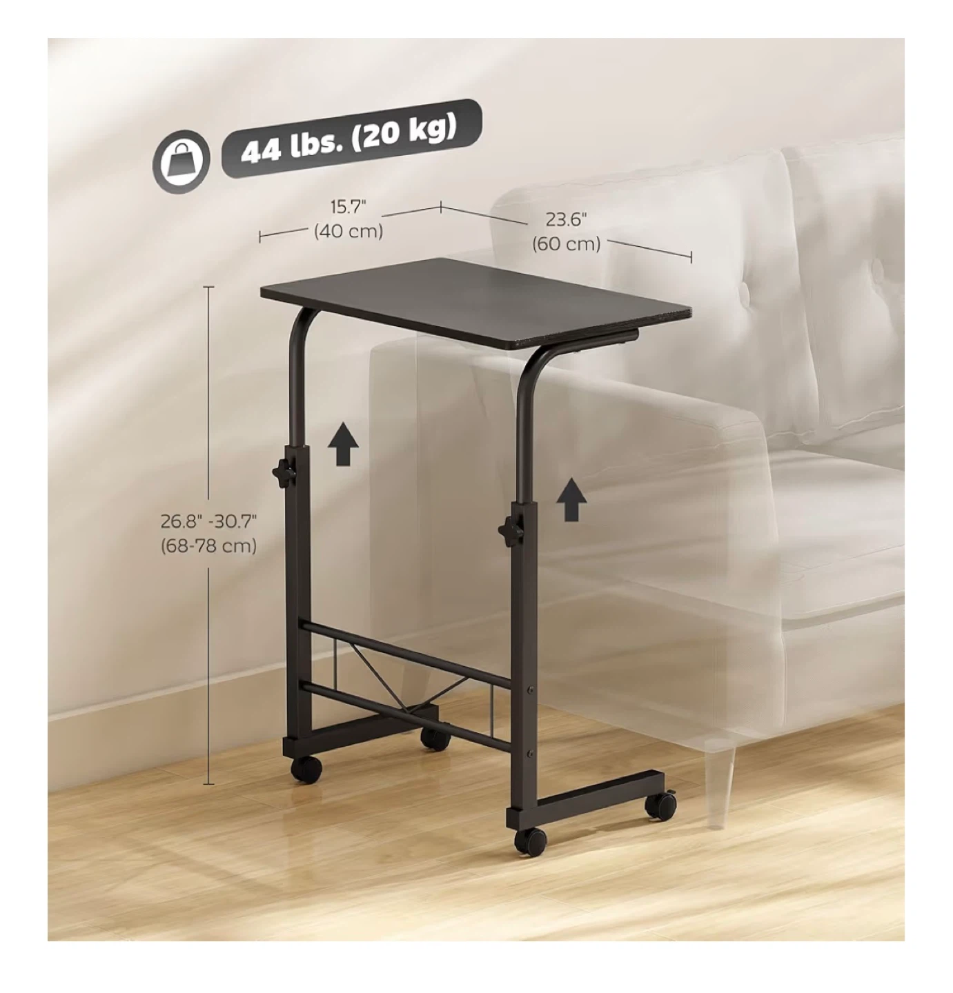 Adjustable Height Rolling Side Table - photo 4