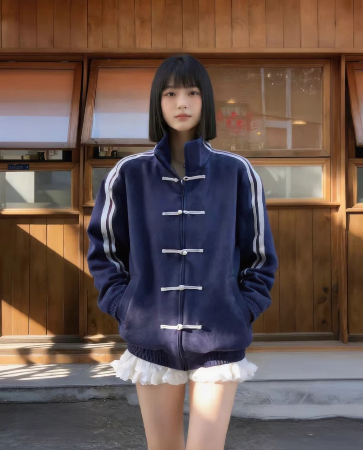 Women's Faux Jacket with Chinese Vintage Stand Collar - photo 3