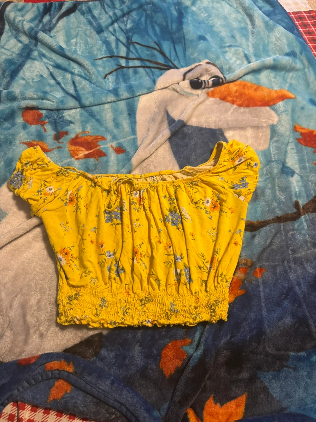 Yellow Floral Off-the-Shoulder Crop Top