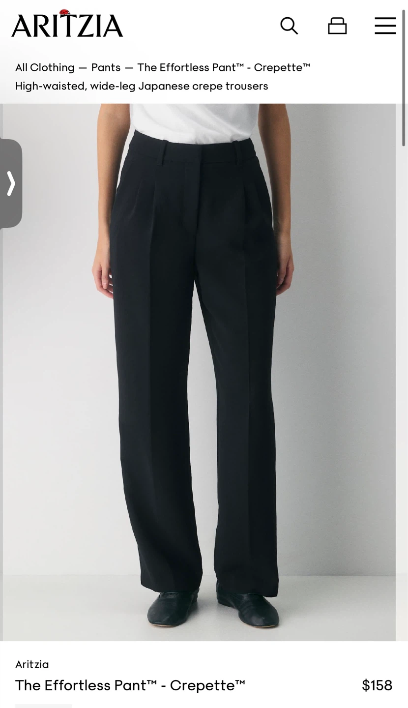 Aritzia The Effortless Pant Crepette - Black