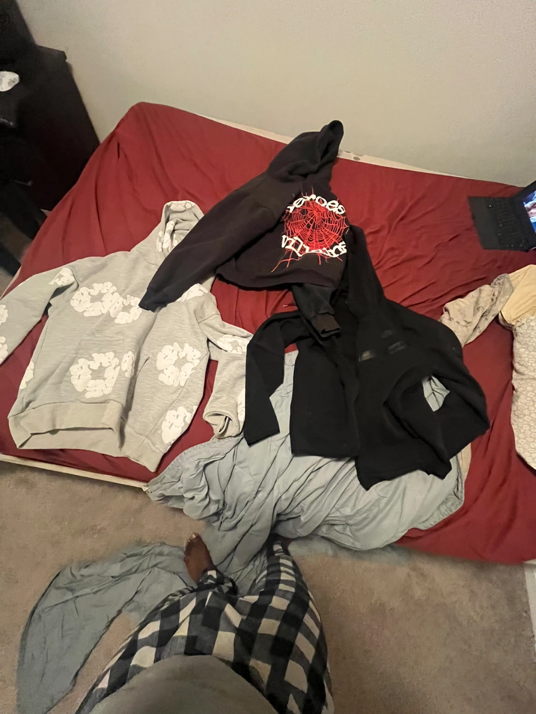 Spider hoodie denim tears and nike tech fleece