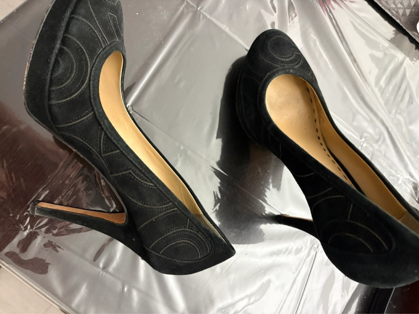 Black Suede High Heel Pumps