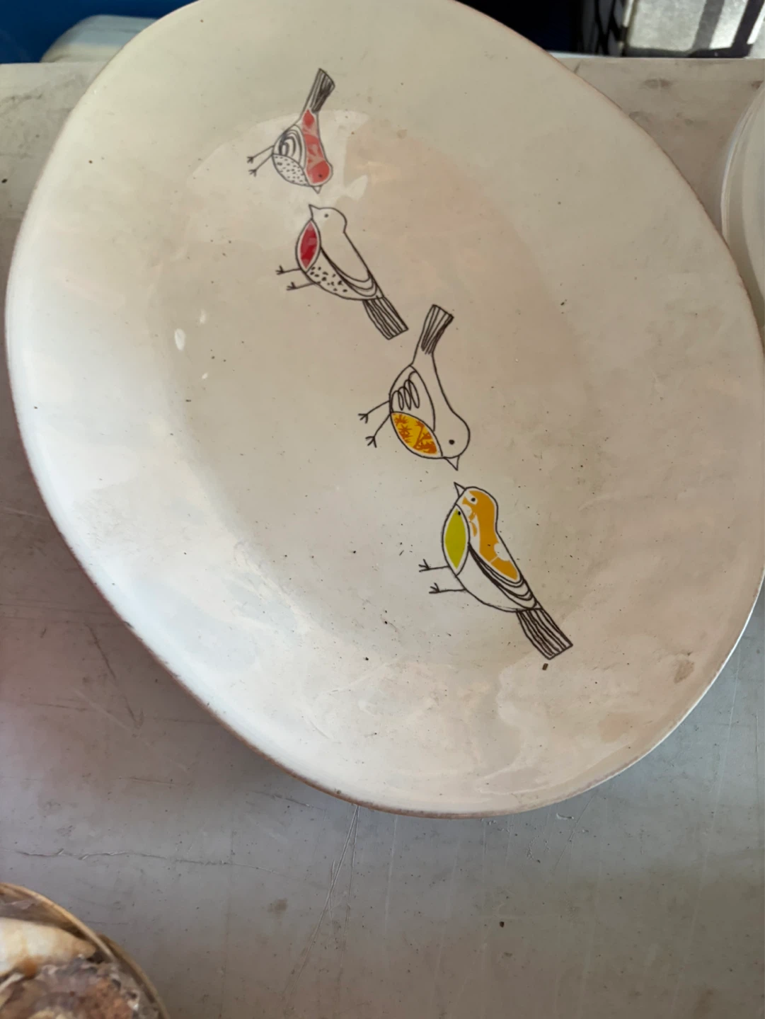 Ceramic Platter with Bird Design