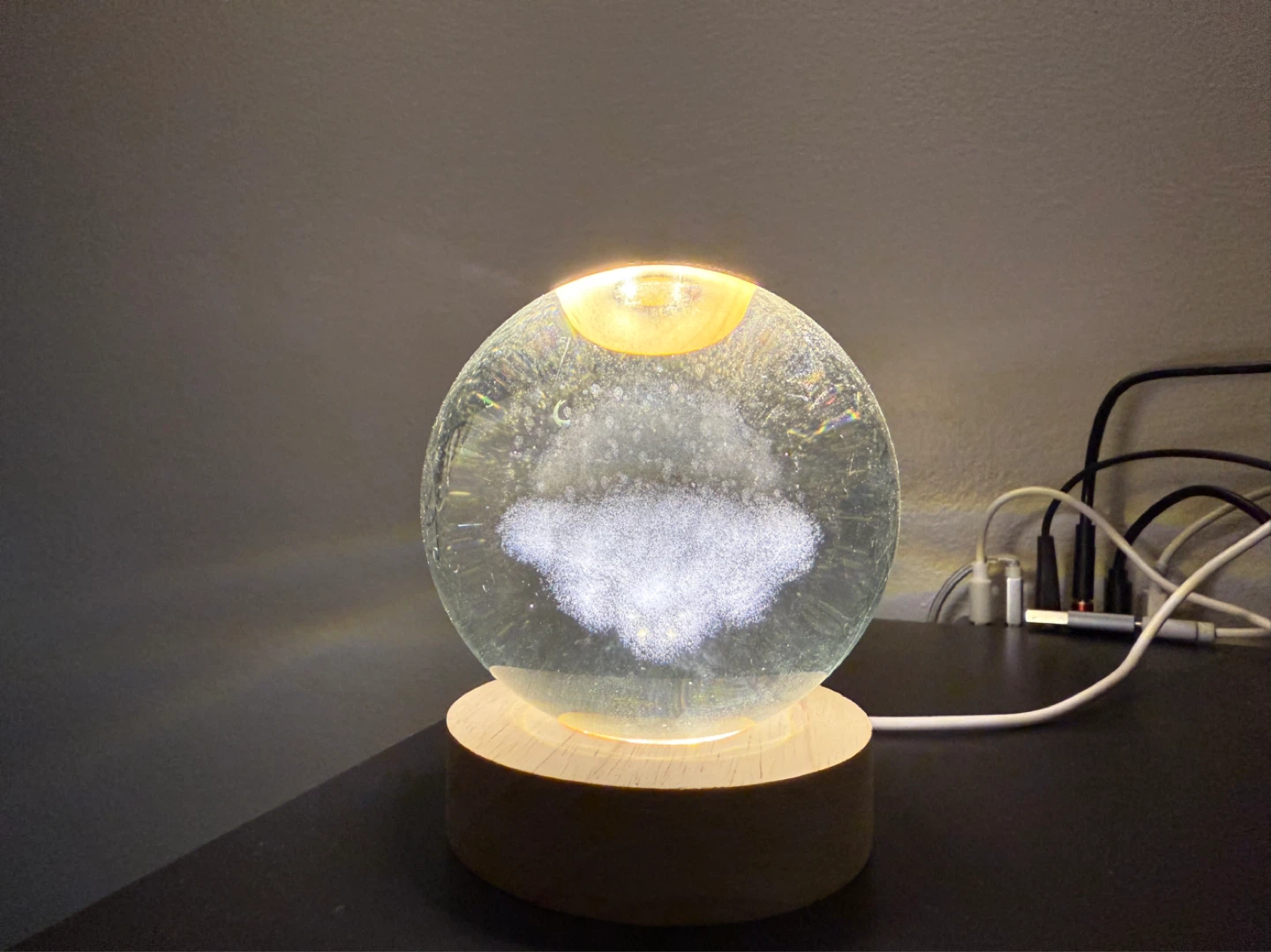 3D Floating Cloud Crystal Orb Light
