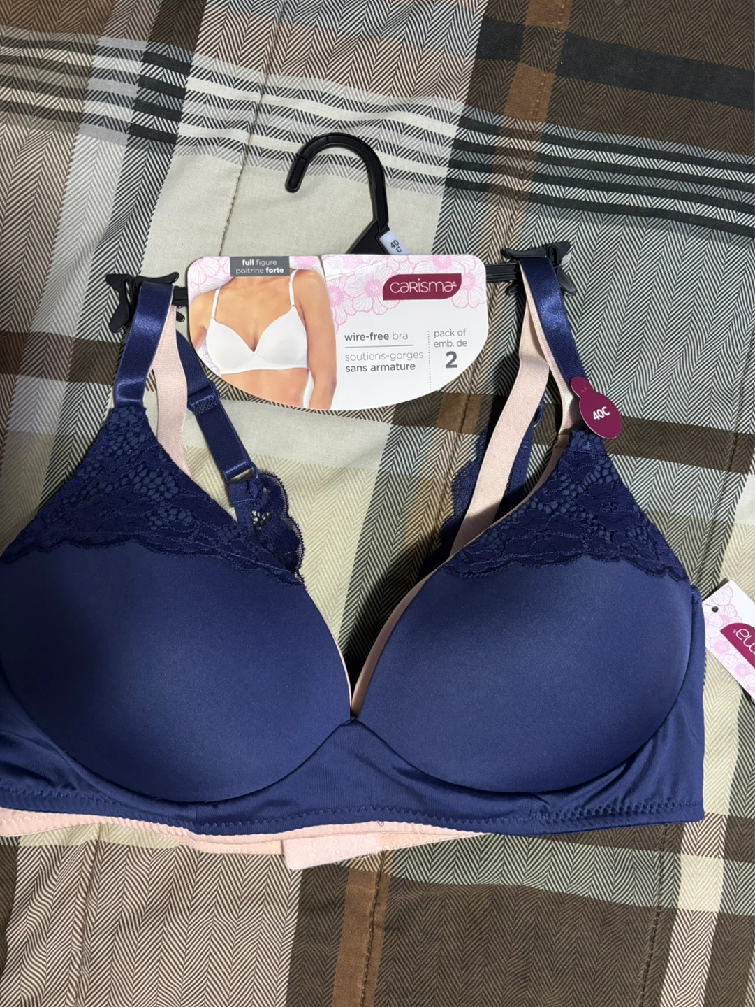 Carisma Women's Wire-Free Bra - Pack of 2 - Blue & Pink - 40C