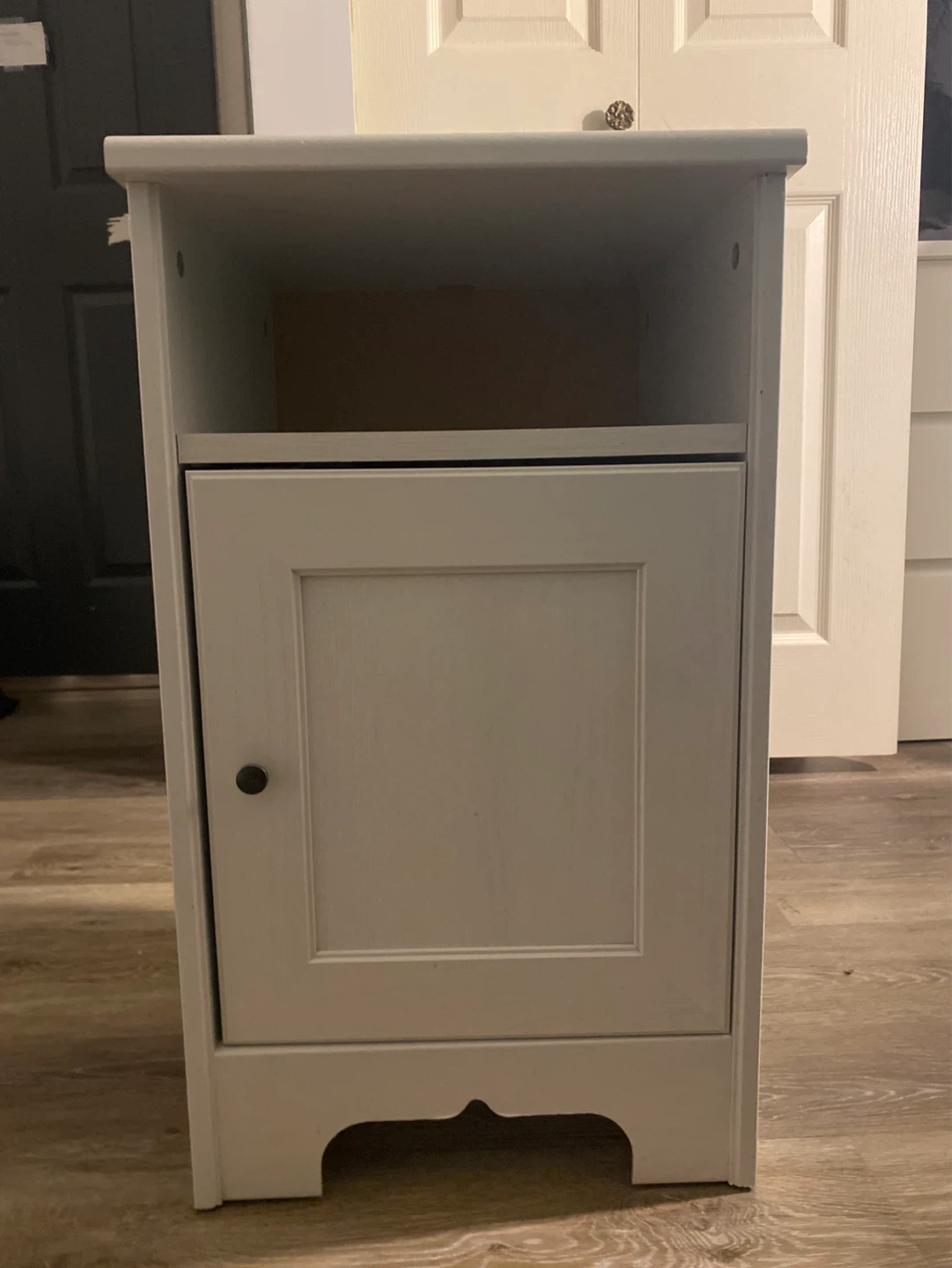 Ikea White Nightstand with Cabinet