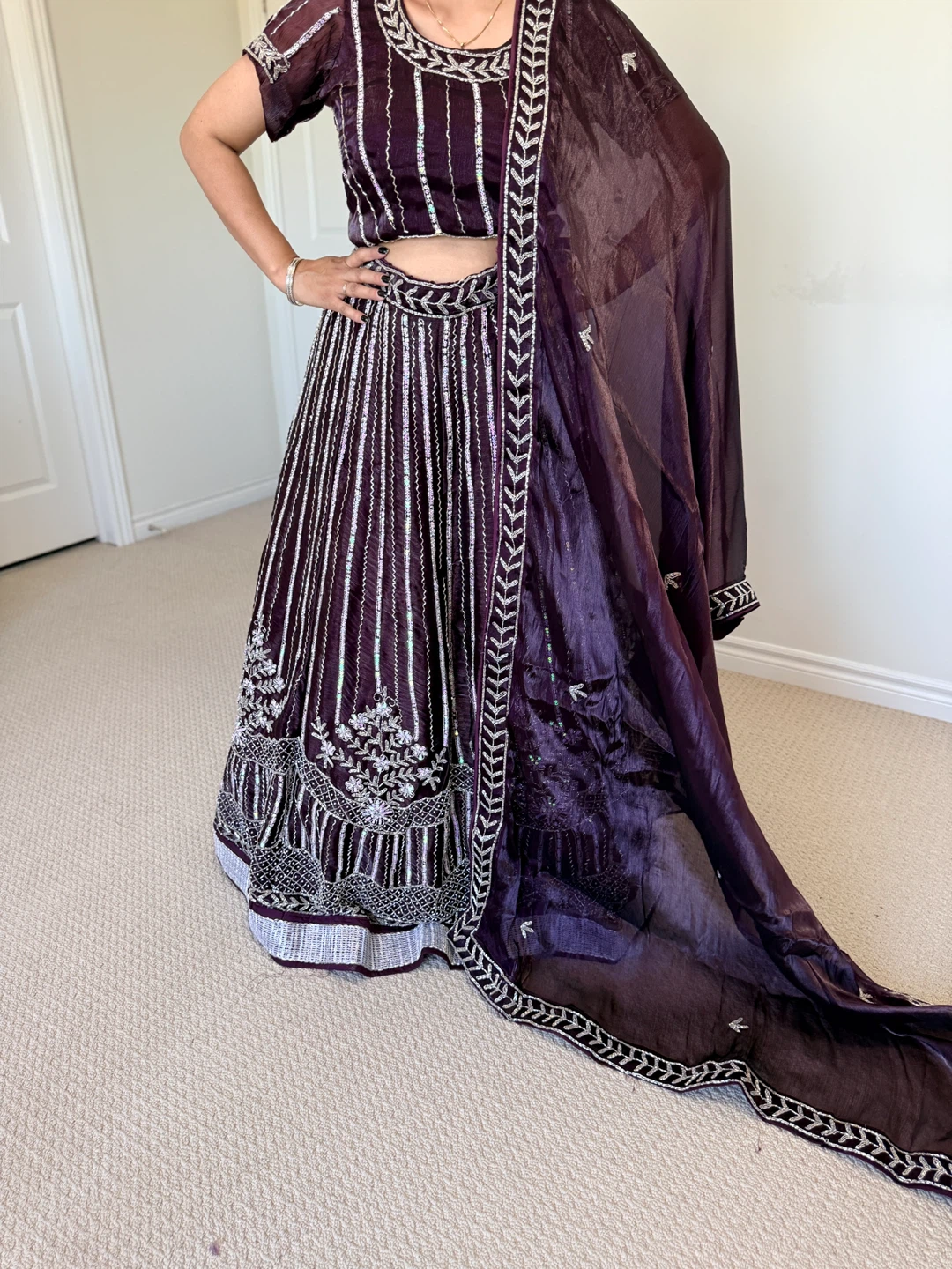 Women's Purple Embroidered Lehenega Choli - photo 2
