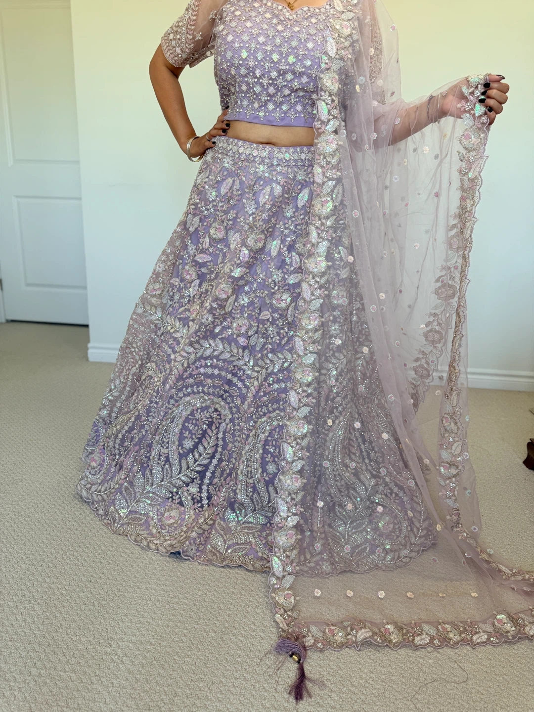 Lilac Embroidered Lehenga Choli with Dupatta