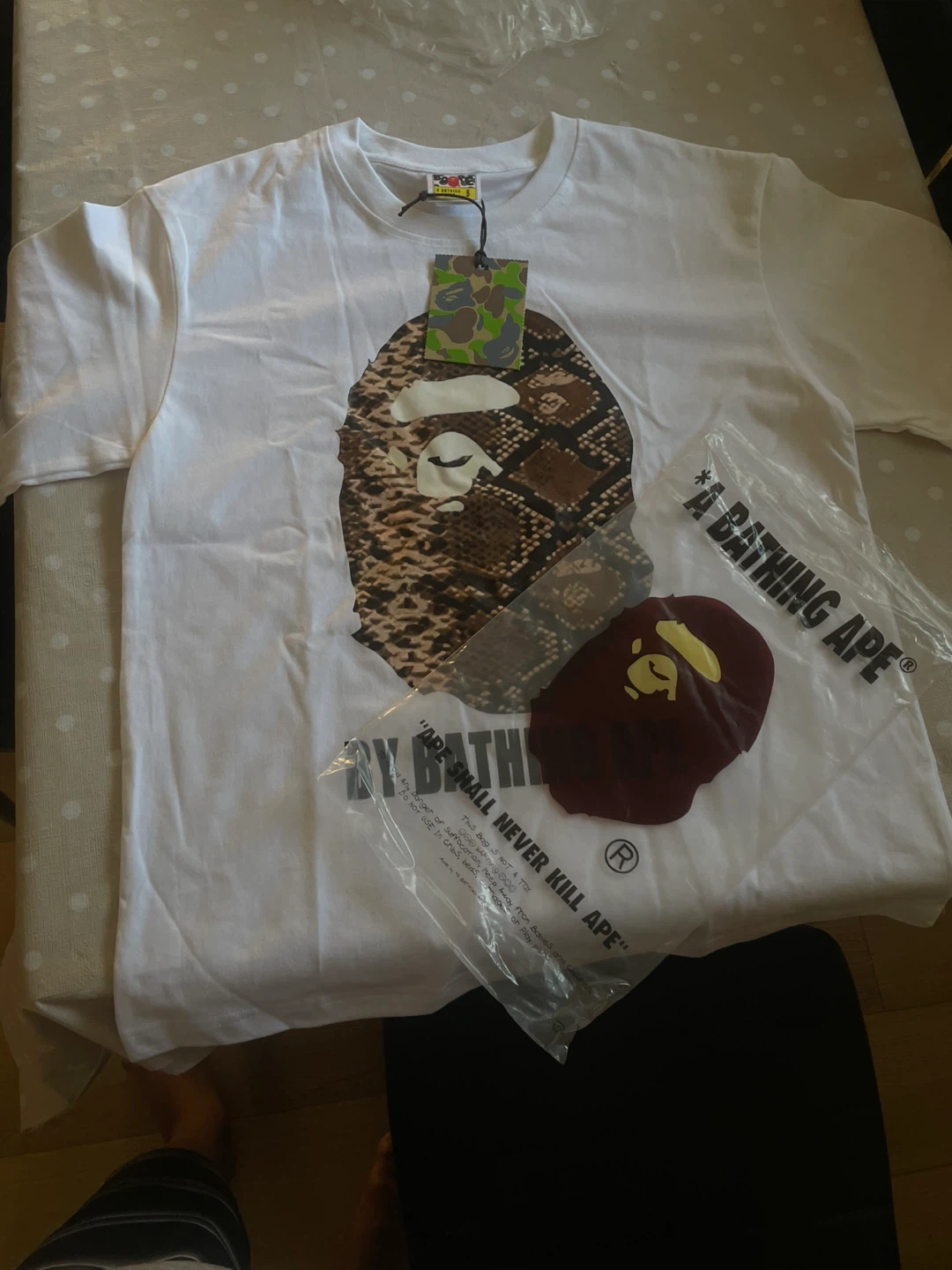A Bathing Ape BAPE White Camo Ape Head T-Shirt Size S