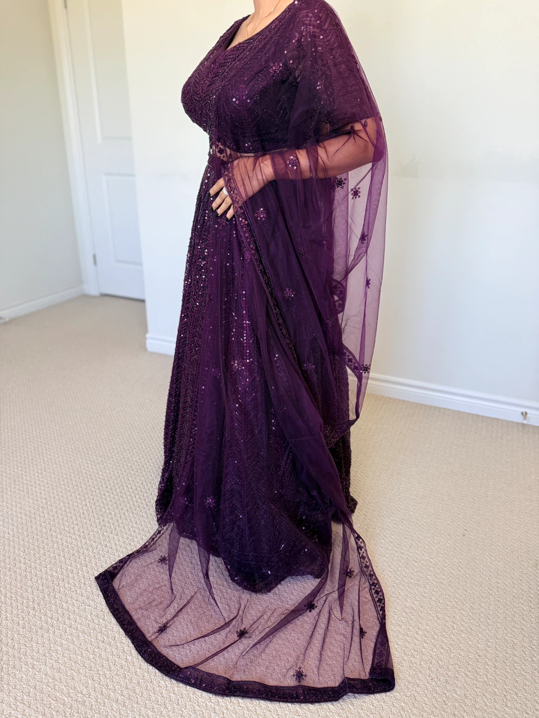 Purple Sequined Lehenga Choli with Dupatta - photo 3