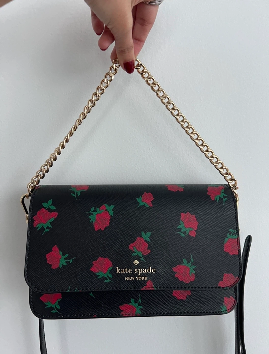 Kate Spade Black Rose Print Crossbody Bag
