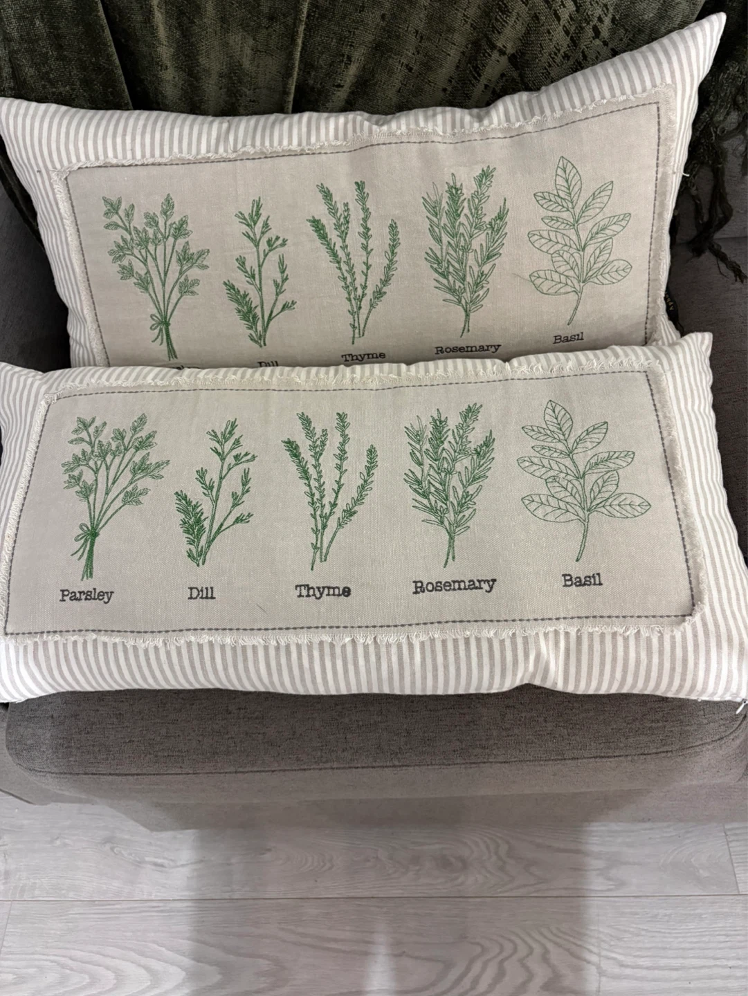 Set of 2 Herb Botanical Print Throw Pillows