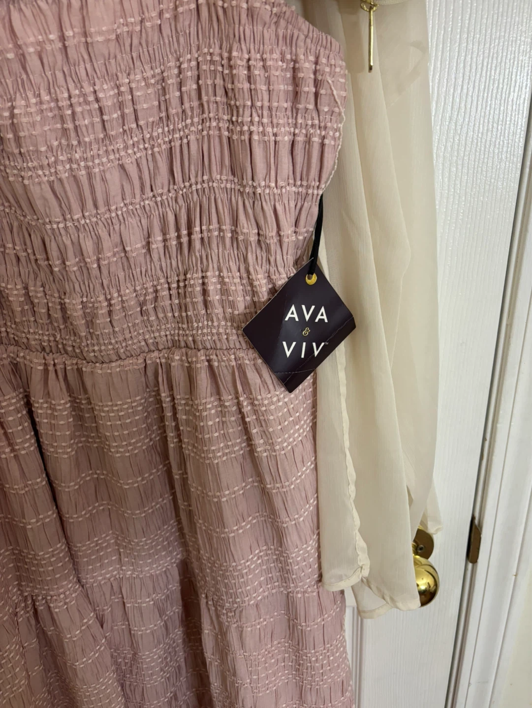Ava & Viv Pink Smocked Midi Dress Size 1X - photo 5