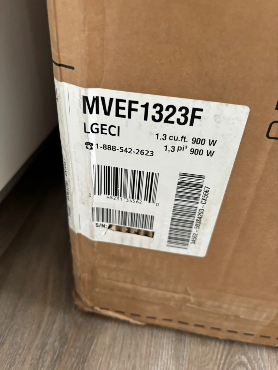 LG Over-the-Range Microwave Oven Model MV ditentukanEF1323F