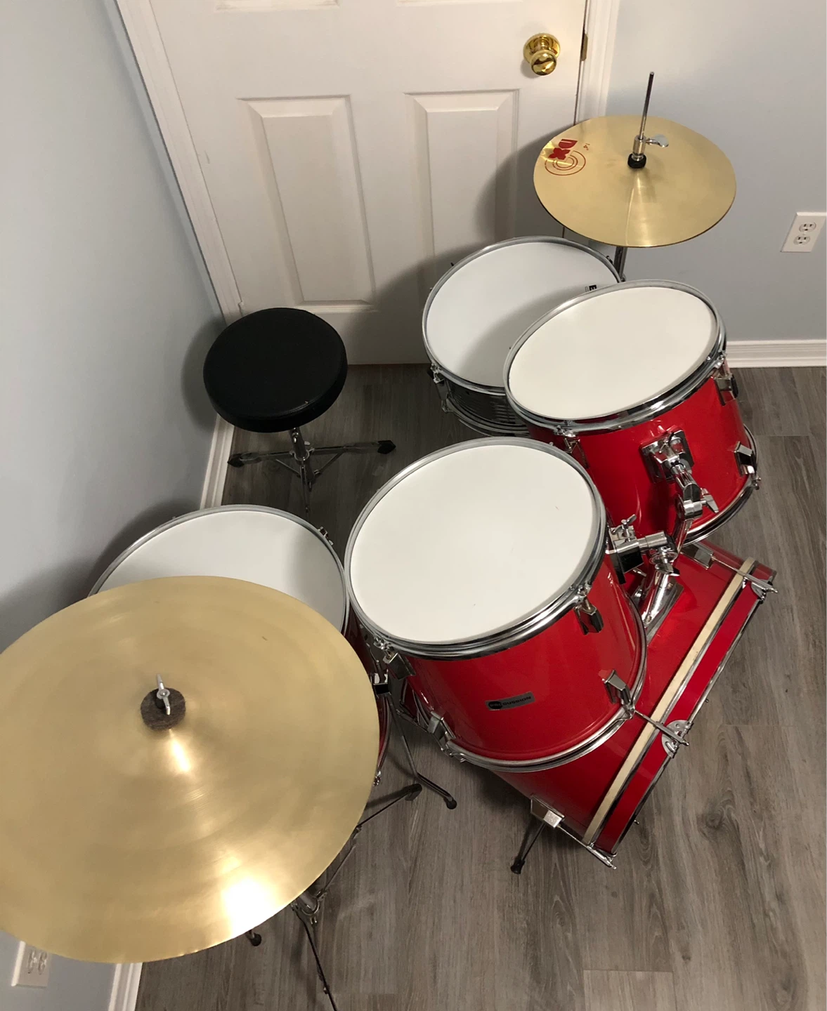 Neon red 80s drum set – like new! - photo 3