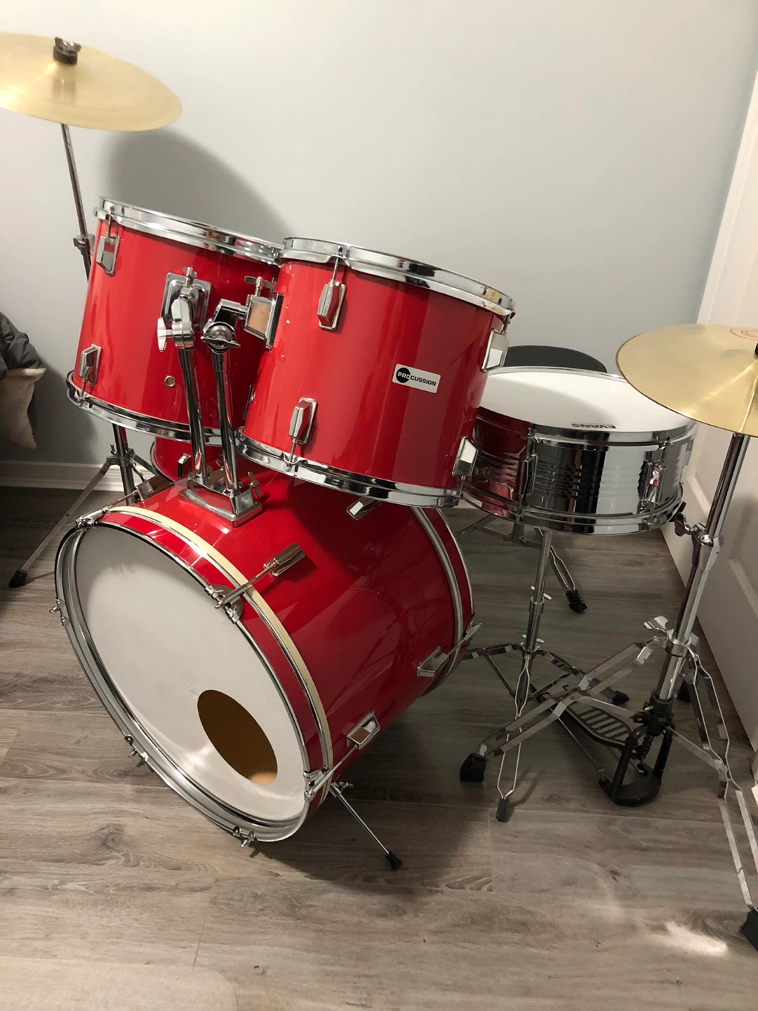 Neon red 80s drum set – like new! - photo 4