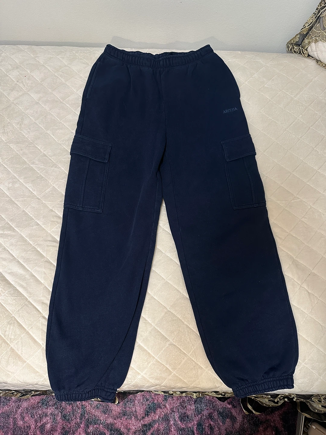Aritzia Sweatfleece Cozy Fit Cargo Joggers Navy XS