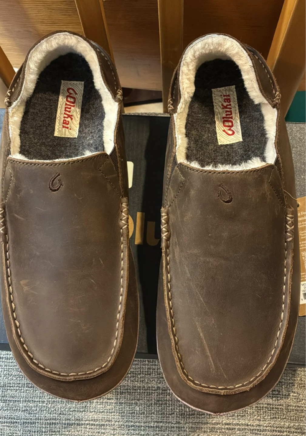 New OluKai Moloka Slipper - Men's Size 12 - Dark Wood