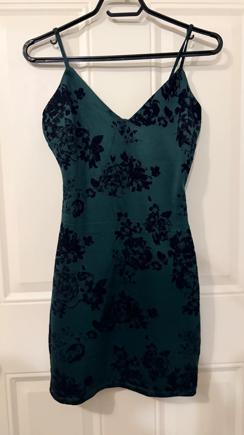 Emerald green floral slip dress Szie S/M