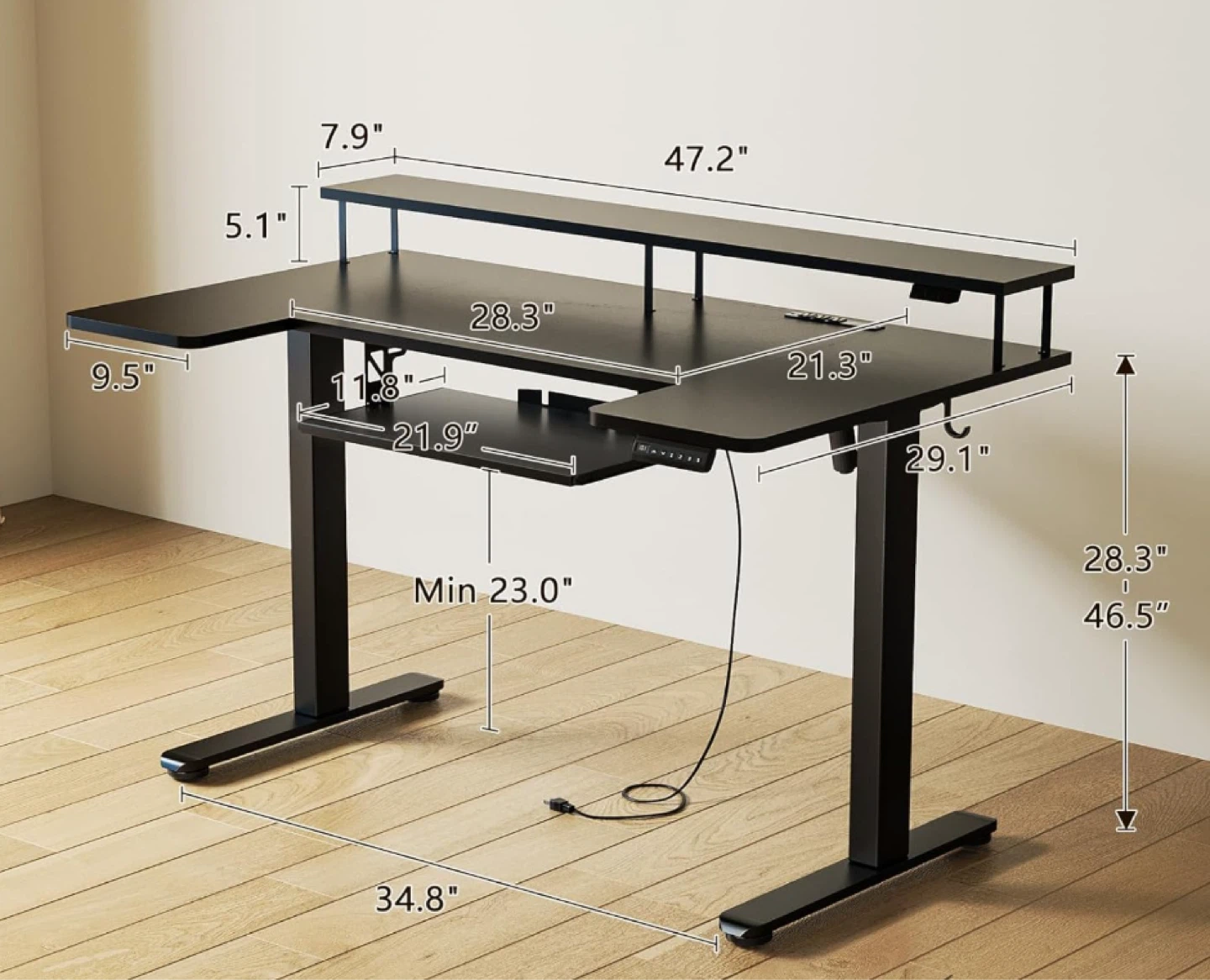 Adjustable Standing Desk with Dual Monitors Shelf - photo 3