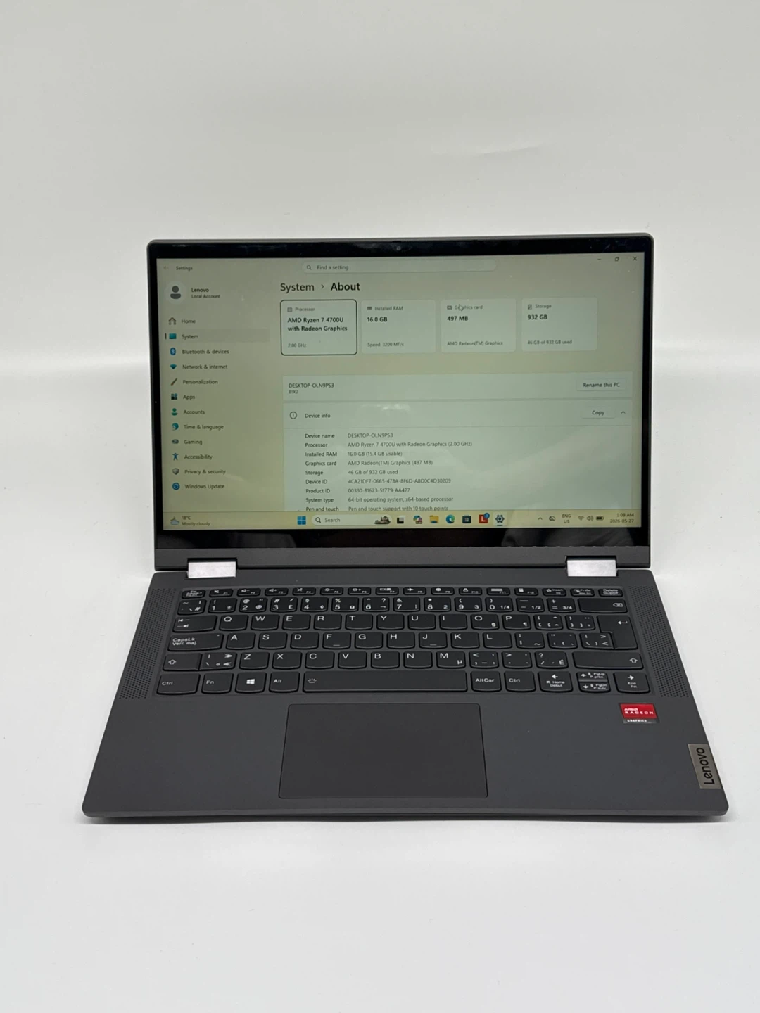 Touch Lenovo Flex 5 Ryzen 7 4700u 16 GB 1 TB SSD
