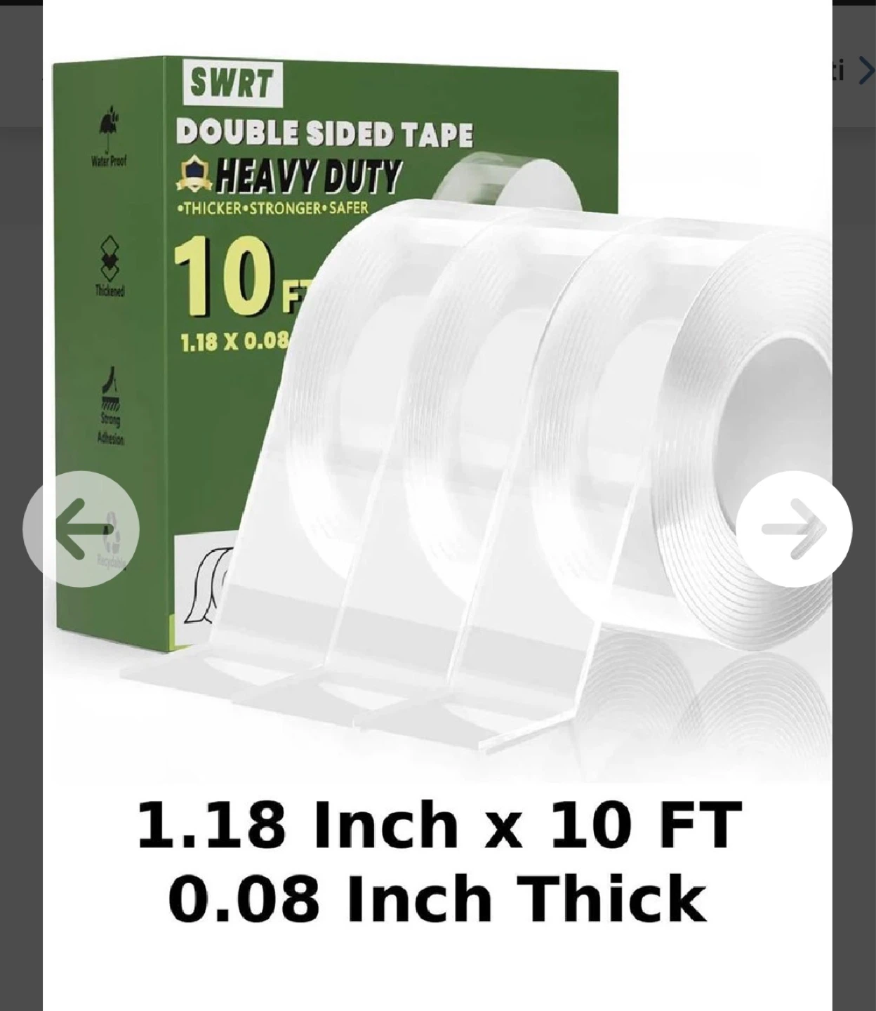 SWRT Heavy Duty Double Sided Tape 10 ft x 1.18 Inch x 0.08 Inch