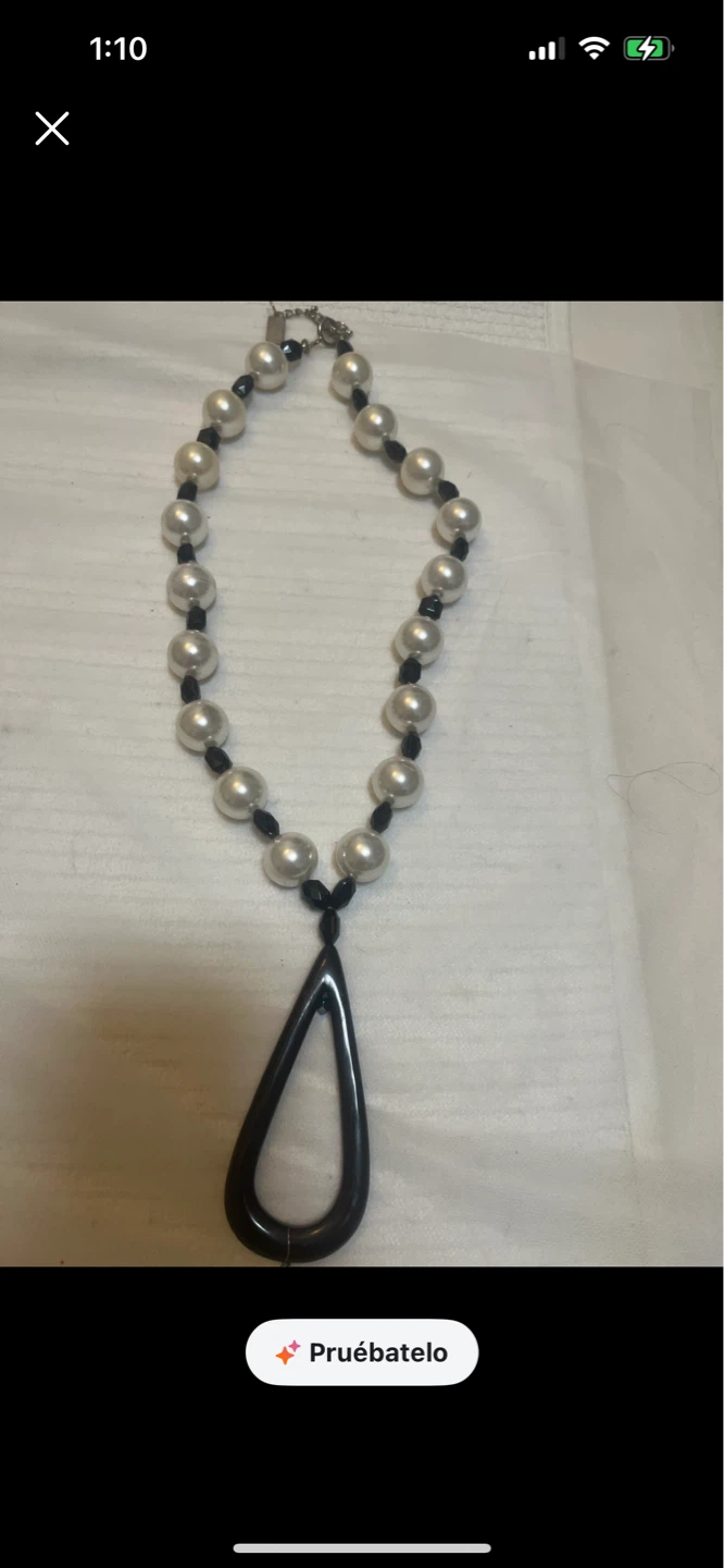 Pearl and Black Pendant Necklace - photo 2