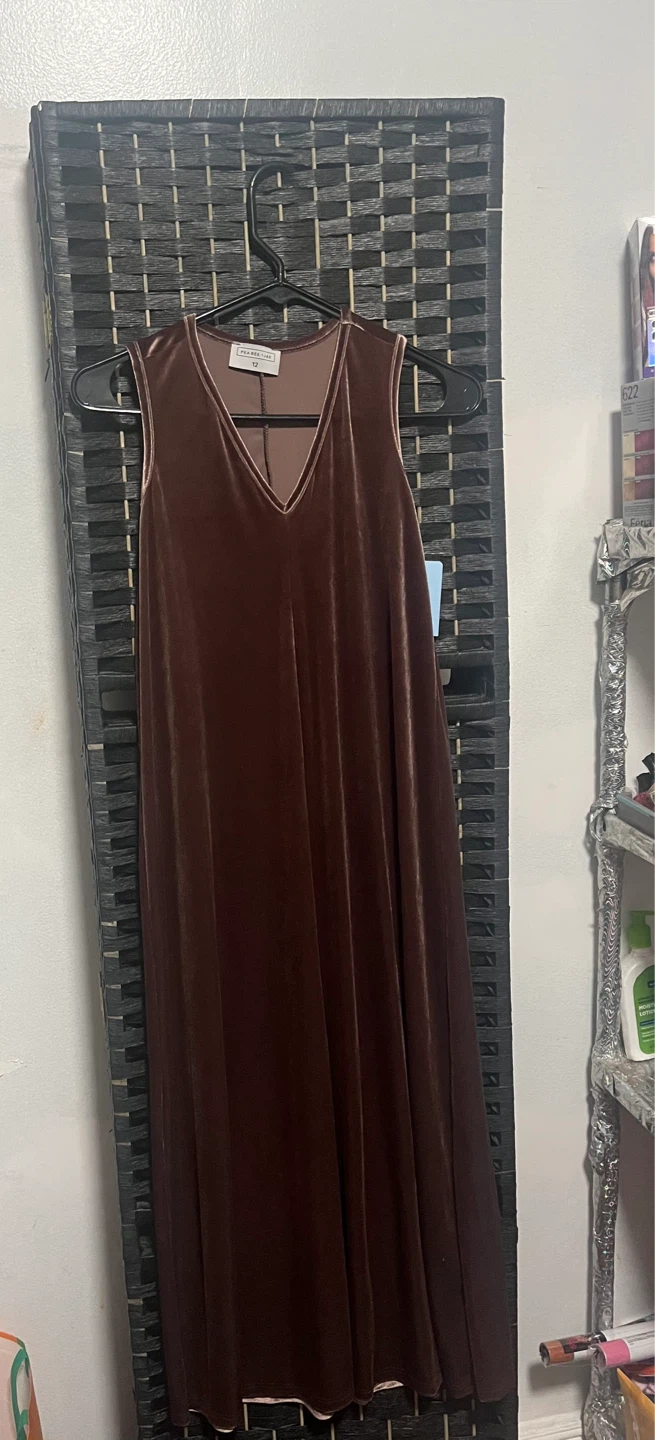 Veronica Beard Velvet V-Neck Maxi Dress Brown Size 12 - photo 3