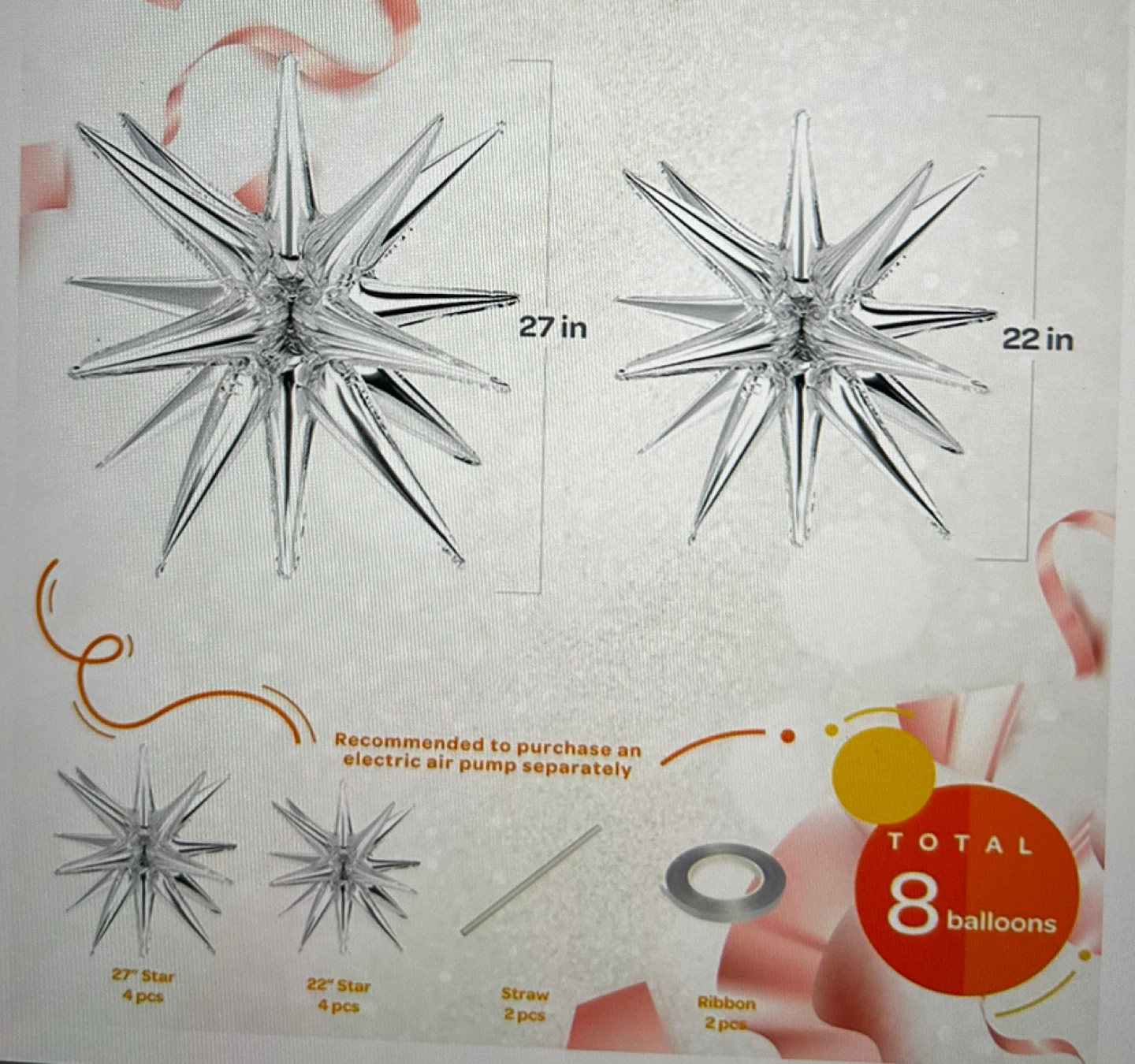 8-Piece Star Foil Balloon Set - 27" and 22" - photo 3