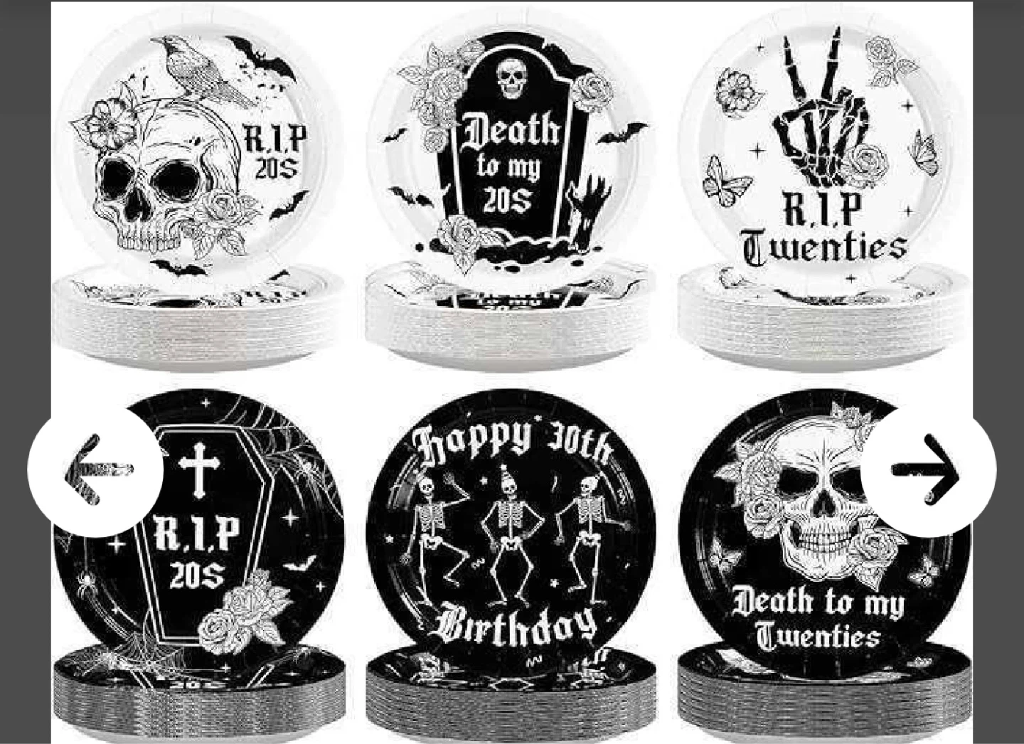 Gothic Themed Birthday Disposable Plates