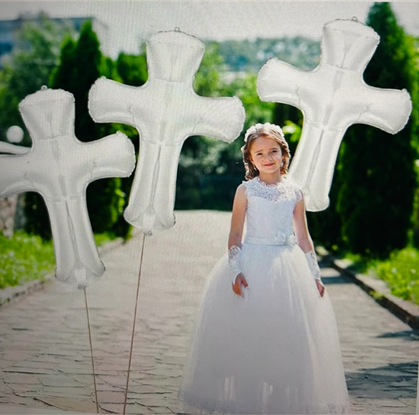 White Cross Foil Balloons (Set of 5) - photo 4