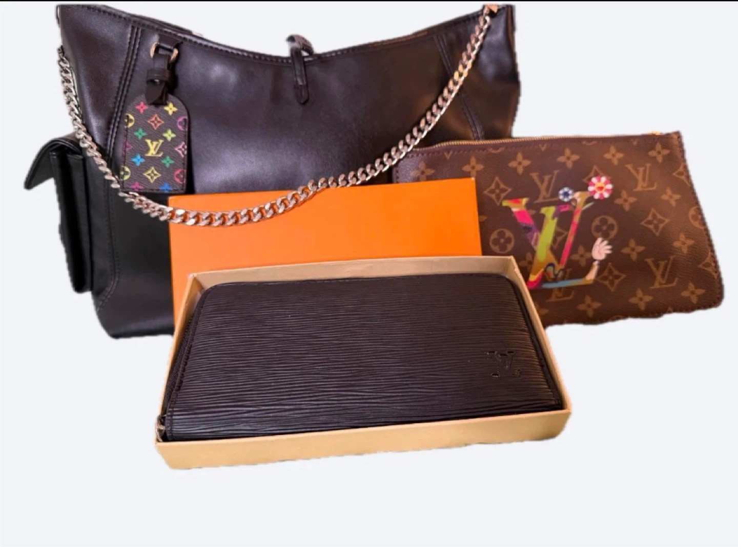 LV BLACK CROSSBODY BAG -wallet & bracelet