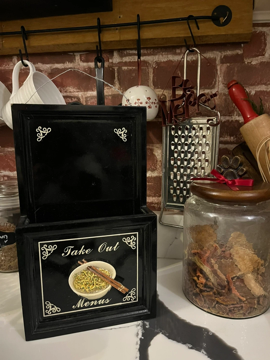 Black Take Out Menus Sign with Mail Holder