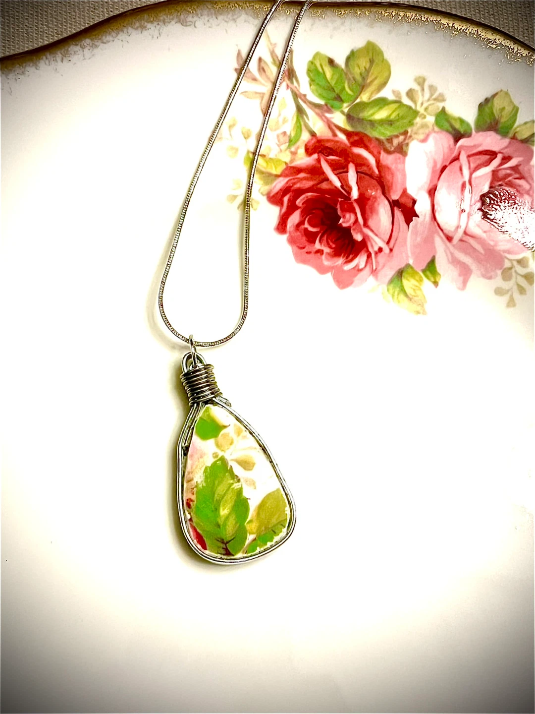 pendant handmade with vintage China necklace - photo 2