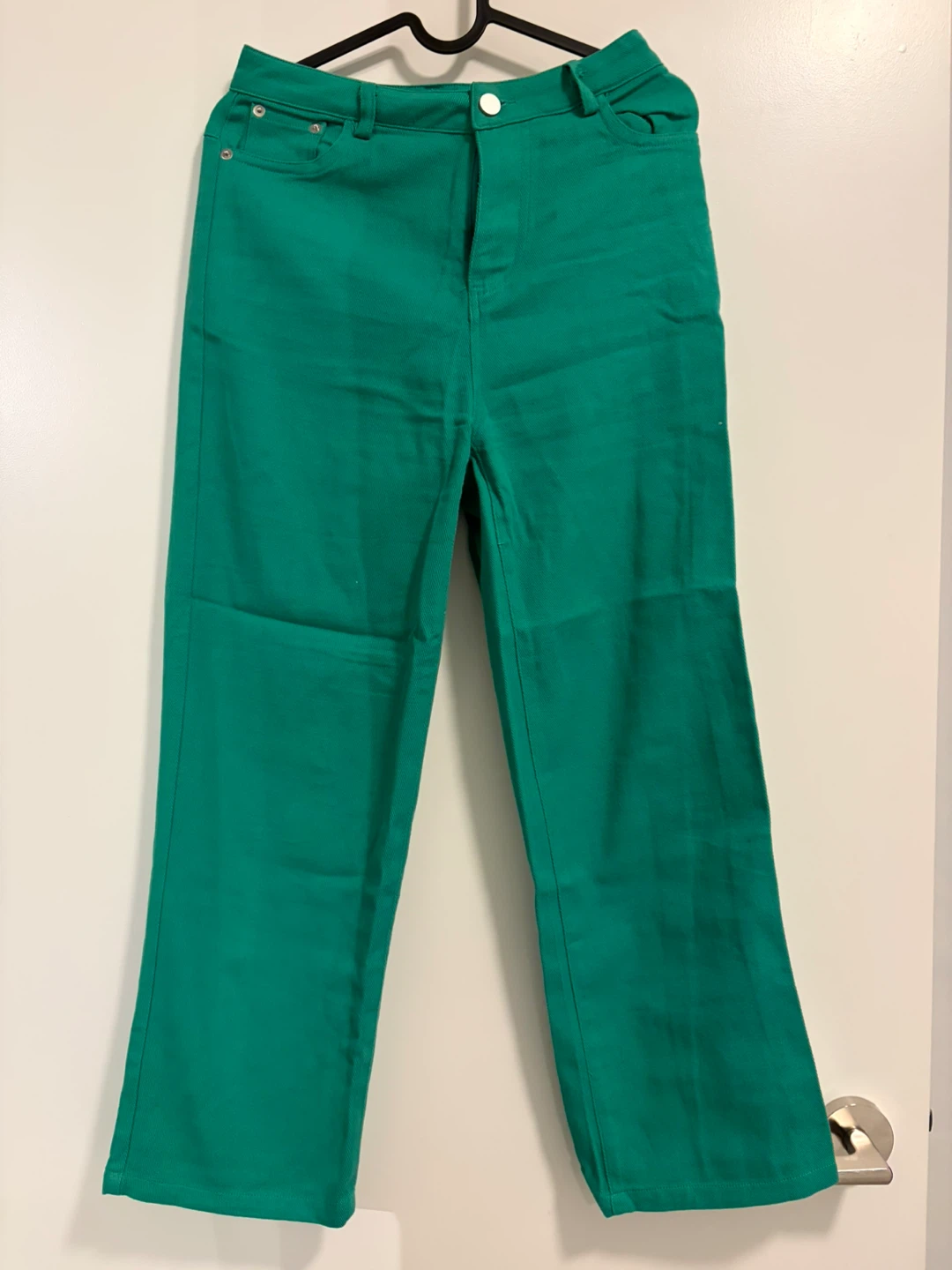 SHEIN / Emerald Green High-Waisted Straight Leg Pants