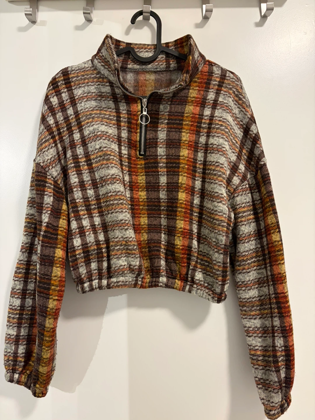 Women's Plaid Quarter Zip Pullover Sweater