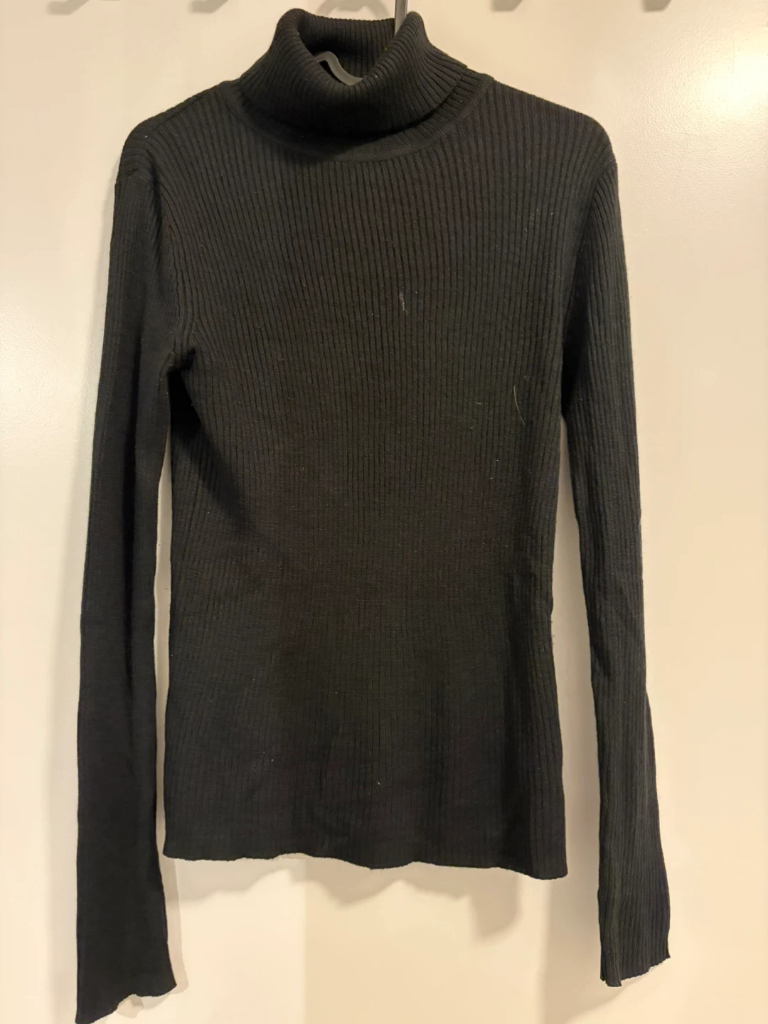 Black Ribbed Turtleneck Sweater