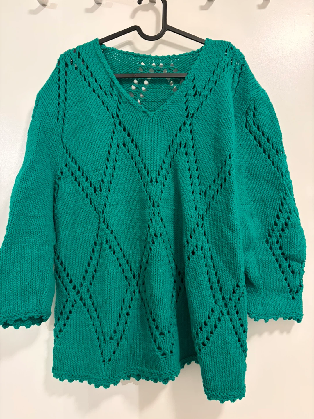 Teal knitted v-neck sweater