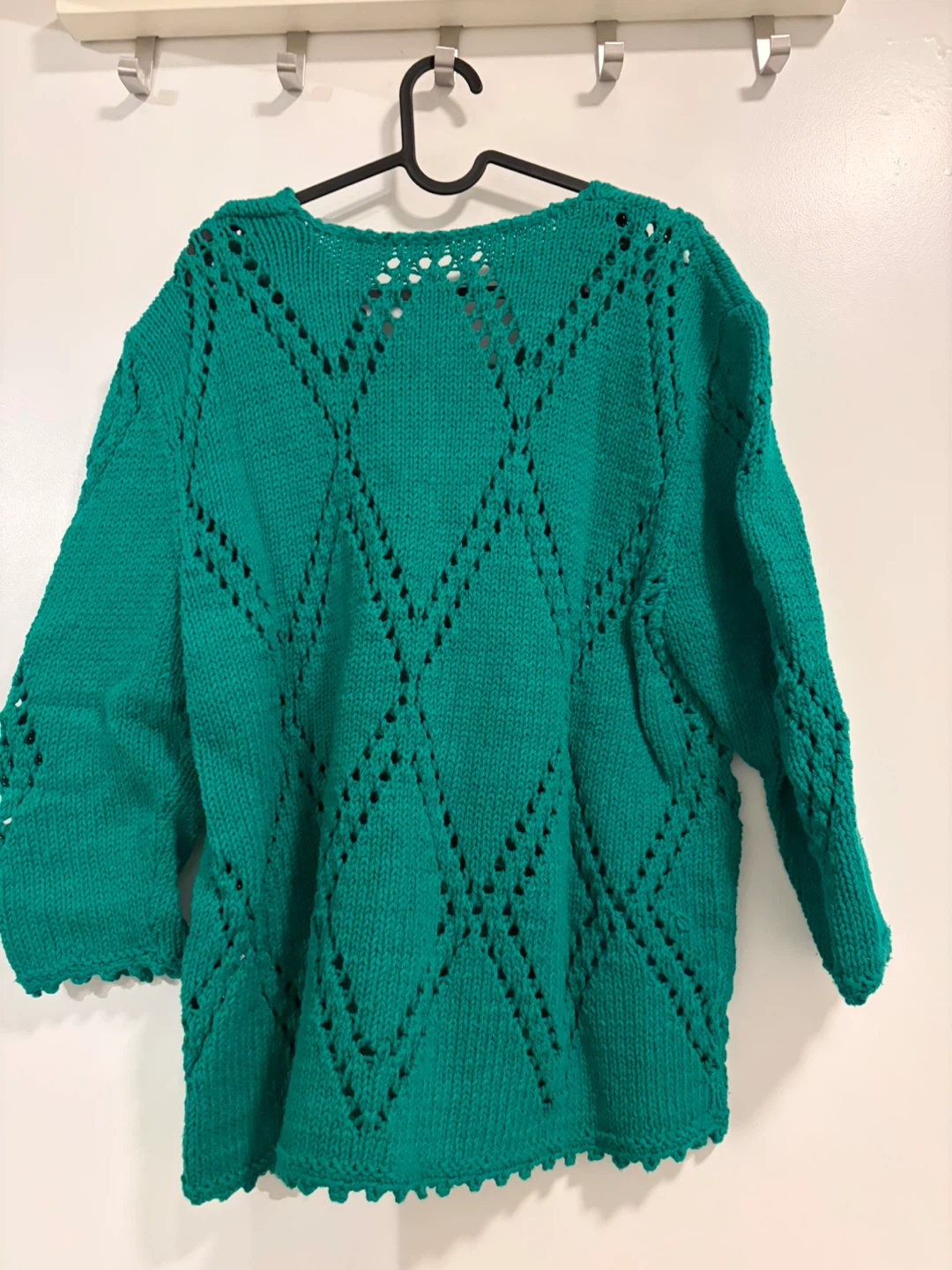 Teal knitted v-neck sweater - photo 2