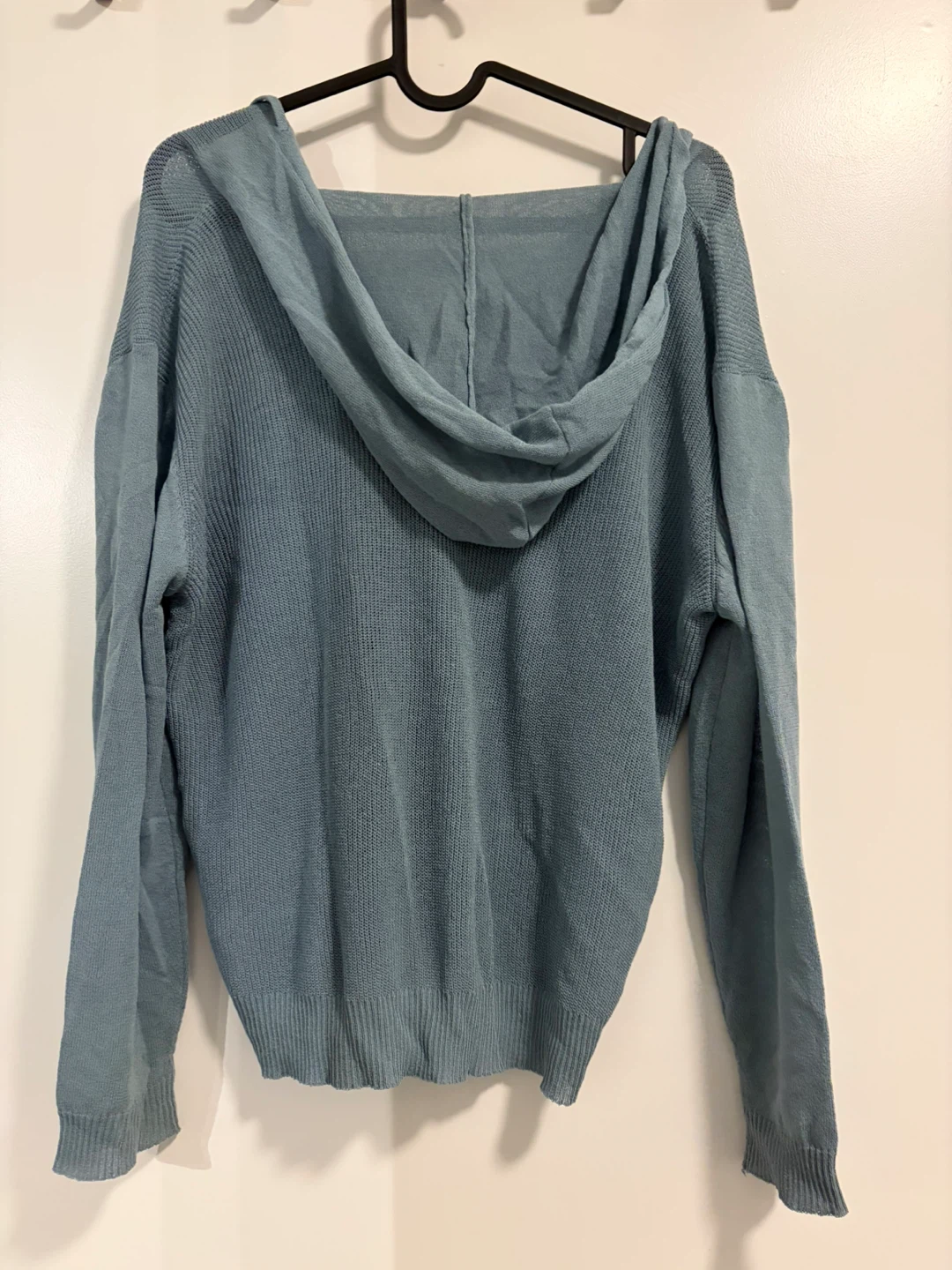 SHEIN / Blue Knit Button-Up Hoodie - photo 2
