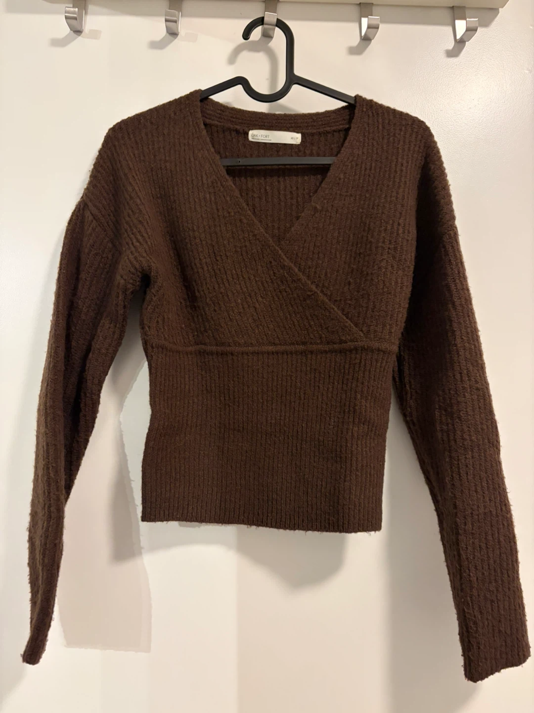 OAK+FORT / Brown Ribbed Wrap Sweater
