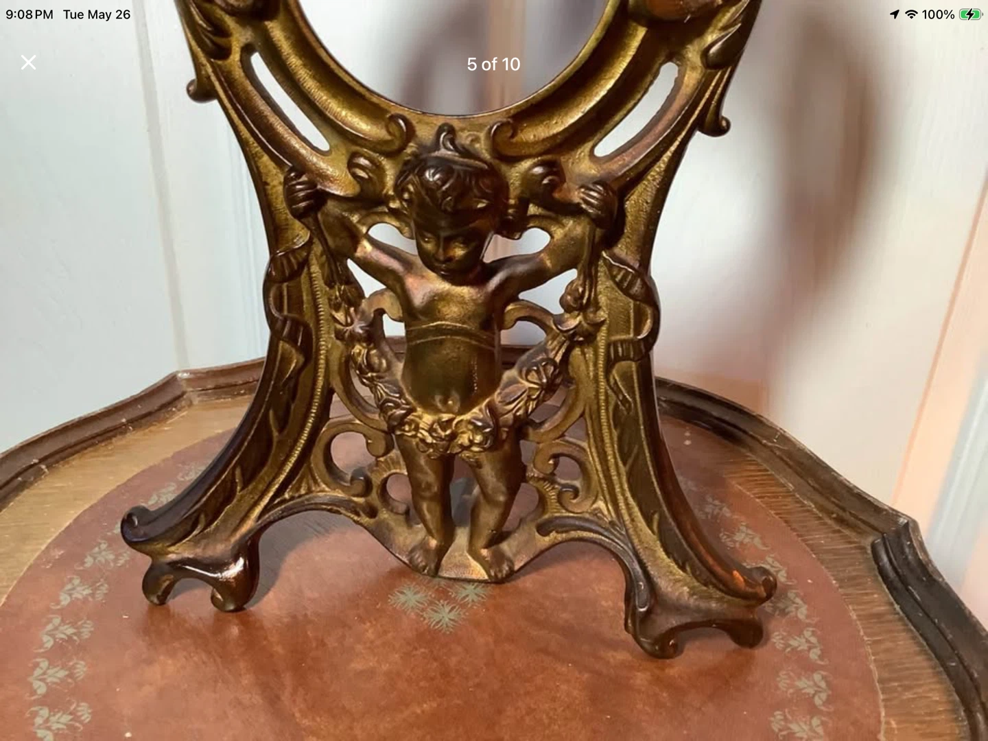 Ant/Victorian 1906 Brass Figural Cherub Clock Frame 🐞 - photo 5