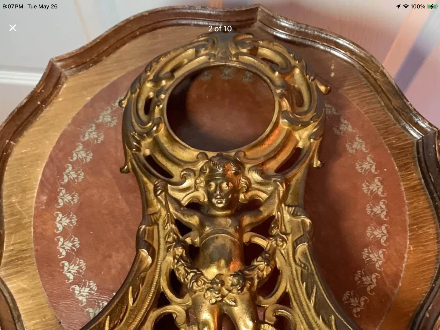 Ant/Victorian 1906 Brass Figural Cherub Clock Frame 🐞 - photo 2